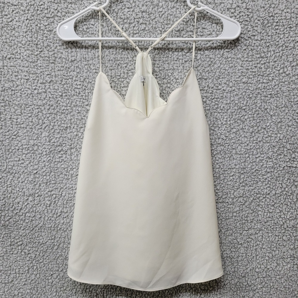 J.Crew Scalloped Camisole Ivory White Spaghetti Strap Racerback Tank Top 2582